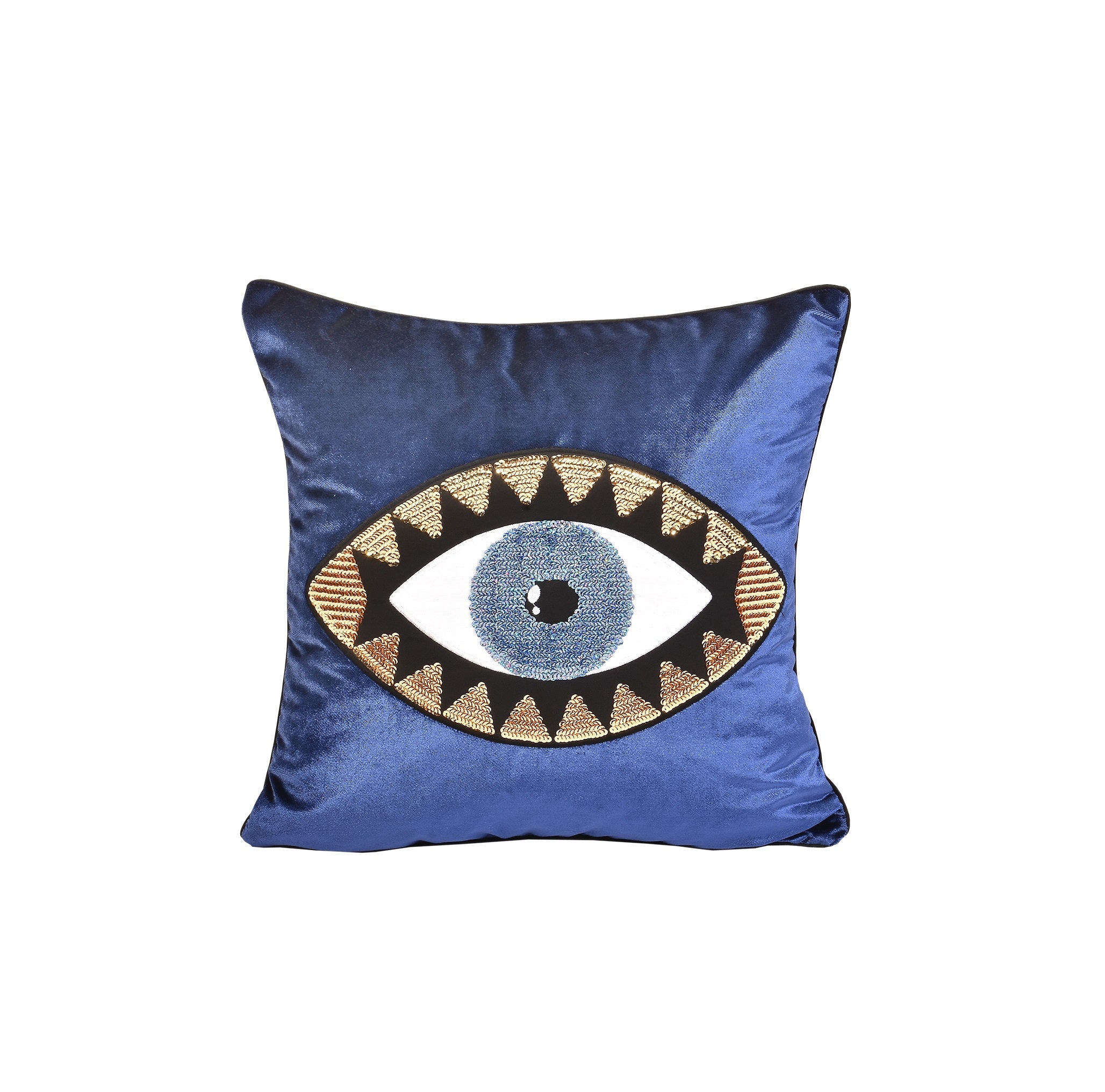 Throw Pillow Set | Midnight Blue Evil Eye Cushions | Velvet Accent Pillows for Home Decor