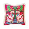 Chinoiserie Chic Dog Pillow | Fuchsia Velvet Cushion | Cream Tassel Decor