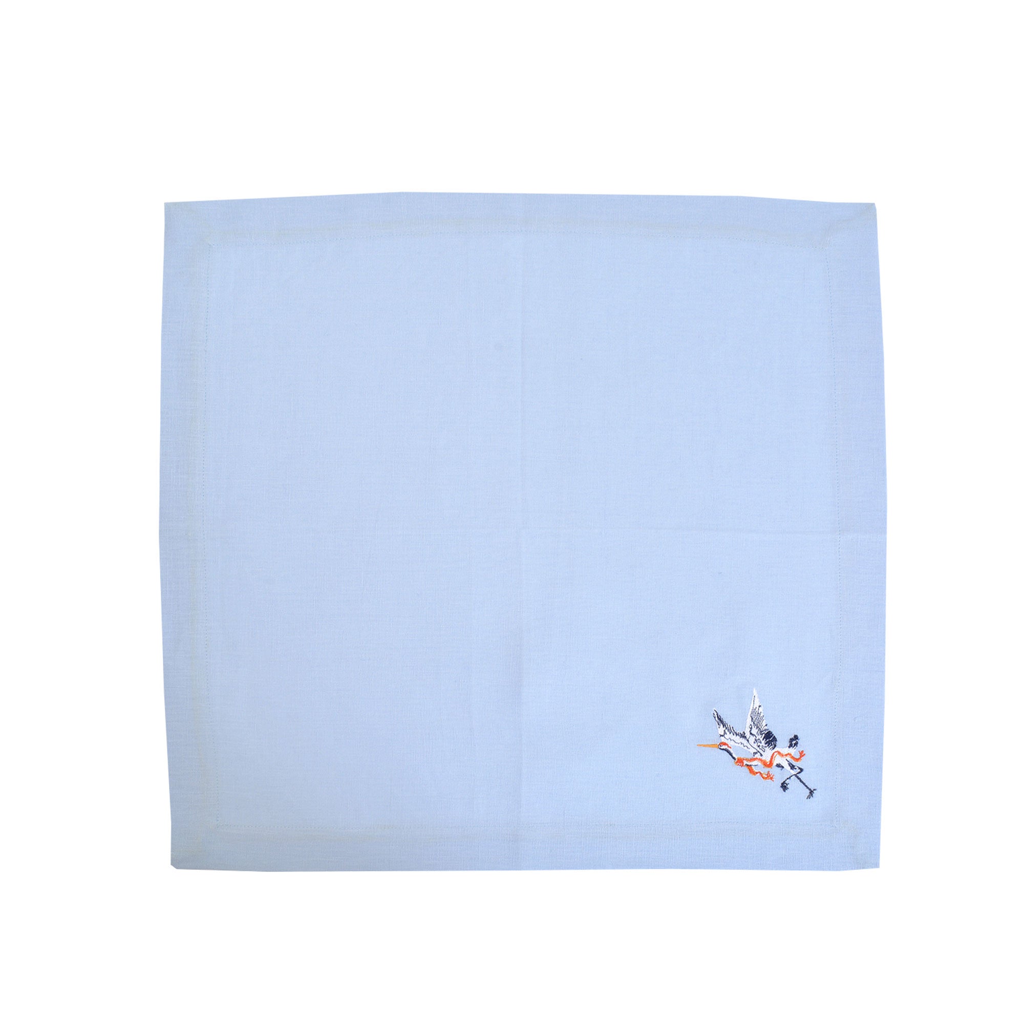 Animal Print Dinner Napkins - Japanese Crane Pattern  Blue Linen Napkin Set of 2, 4, 6