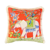 Elephant Pattern Pillow Cover | Red Velvet Cushion Cover | Cream Tassel Decor