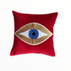 Red Velvet Throw Pillow Cover - Evil Eye Cushion - Boho Home Decor - Protection For Your Home against Beady Eyes - Decorative Gift idea