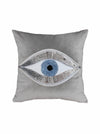 Evil Eye Pillow Cover - Gray Velvet Pillow Case - Silver Sequin Throw Pillow - Attractive Decoration Item - Protection against Bad Luck