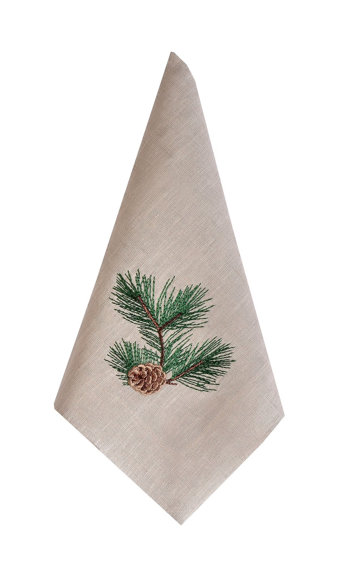 Pine Cone Christmas Napkins - Beige New Year Linen Napkins Set - Holiday Table Decor - Cloth Dinner Napkin Set of 2, 4, 6 - Unique Home Linens