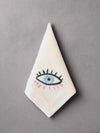 Pink Eye Pattern Napkin Set of 2 - Blue Eye Embroidered 100% Linen Service Napkins - White Linen Dining Cloth Napkins