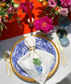 Blue Blanc Design Dinner Napkin Set -  Embroidered Cloth Napkin set of 4 - 6 - 8 - Unique Table Decor