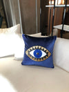 Decorative Evil Eye Pattern Throw Pillow Cover For Couch – Eye-Catching Midnight Blue Velvet Cushion Cover – Unique Home Decoration Pillow