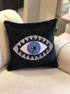 Decorative Throw Pillow - Black Velvet Cushion Cover - Unique Boho Evil Eye Home Decor - Accent Pillow Case - Protection against Misfortune