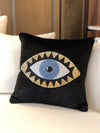 Evil Eye Pillow Cover - Home Decor Black Velvet Pillow Case - Gold Sequin Accent Pillow - Boho Decor Cushion - Protection against Bad Luck