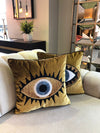 Throw Pillow Set - Evil Eye Pillow Covers - Gold Velvet Accent Pillows - Unique Home Decor Cushions - Amulet Protection against Misfortune