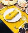 Leopard Pattern Yellow Linen Placemats | Decorative Linen Set | Unique Table Linens