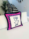 Antique Bust Pattern Throw Pillow Cover - Purple Velvet Pillow Case - Navy Tassel Cushion - Roman Woman Sculpture Statues - Greek Bust