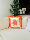 Sun Pattern Throw Pillow Cover - Yellow Velvet Pillow Case - Orange Tassel Cushion - Decorative Ancient Roman Mosaic Pattern - Double Sided