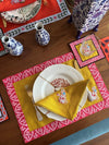 Decorative Mustard Linen Placemats | Chinoiserie Chic Staffordshire Dog Placemat Set