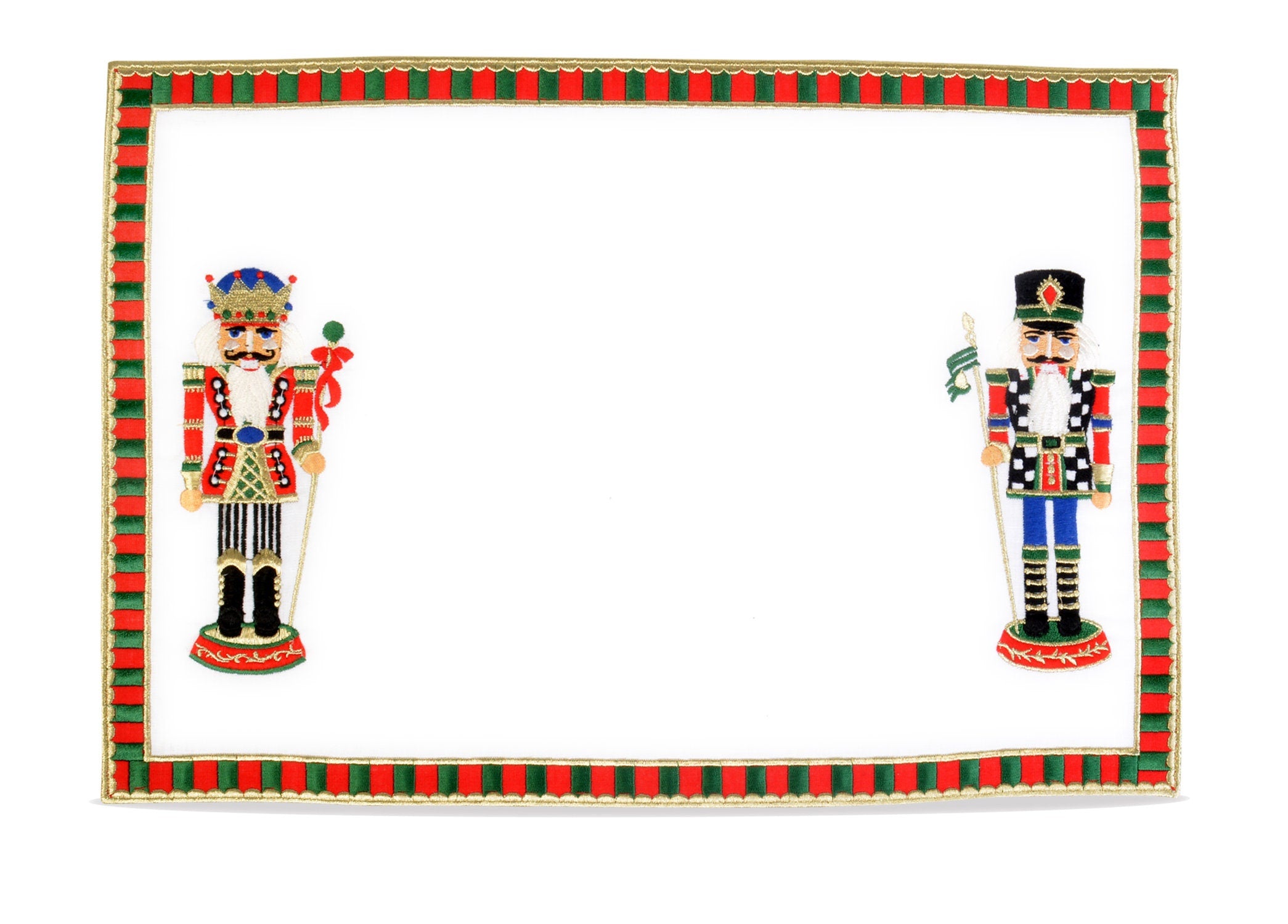 Nutcracker Pattern Linen Placemats | Red & Green Checkered Coasters | Christmas Dining Decor