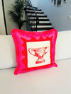 Hot Pink Throw Pillow Cover - Antique Vase Pattern Pink Tassel Velvet Cushion - Double Sided