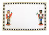 Nutcracker Pattern Linen Placemats | Black & White Embroidered Set | Christmas Table Design