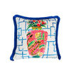 Vintage Snake Painted Vase Pattern Throw Pillow Cover - Heritage Series Velvet - Blue Tassel Cushion