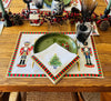 Nutcracker Pattern Linen Placemats | Red & Green Checkered Coasters | Christmas Dining Decor