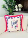 Marcus Antonius Sculpture Pattern Throw Pillow Cover - Statuette Decor - Pink Tassel Velvet Cushion - Double Sided