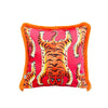 Tiger Pattern Throw Pillow Cover - Pink Velvet Cushion - Vivid Orange Tassel Pillow Case - Handmade Painting Pillow Cover - Double Sided