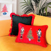 Nutcracker Pattern Throw Pillow Cover - Decorative New Year Tree Series Red Pillow Case - Detailed Real Beaded Embroidered Cushion Cover