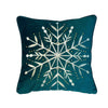 Snowflake Pattern Throw Pillow Cover - Green Velvet Pillow Case - Christmas Series Cushion Cover - Real Gold Beaded & Embroidered Cushion