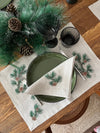 Christmas Table Decor Placemats - Pine Cone Pattern Cloth Placemat Set of 2 4 6 8 - Embroidered Coastal Set - 14 x 20 inch - Table Linens