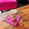 Lucky Charm Patterned Coffee Decor - Pink Linen Cloth Napkin