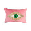 Evil Eye Pattern Throw Pillow For Couch - New Pink Velvet Cushion Cover - Green Eye Sequin Evil Eye Pattern - Protection against Beady Eyes