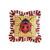 Ladybug Pattern Throw Pillow For Couch - Velvet Ruffled Cushion Cover - Burgundy Checkered Velvet Cushion - Animal Print Handmade Paintings