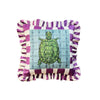 Caretta Caretta Pattern Throw Pillow For Couch - Velvet Ruffled Cushion Cover - Purple Checkered Velvet Cushion - Sea Turtle Animal Print