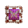 Butterfly Pattern Throw Pillow For Couch - Velvet Ruffled Cushion Cover - Brown Checkered Velvet Cushion - Animal Print Handmade Paintings