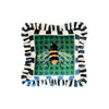 Bee Pattern Velvet Throw Pillow | Teal Green Ruffled Cushion Cover | Handmade Animal Print