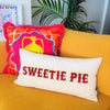 Sweetie Pie Pattern Throw Pillow Cover - Decorative Burgundy & Gold Embroidered Cushion Case