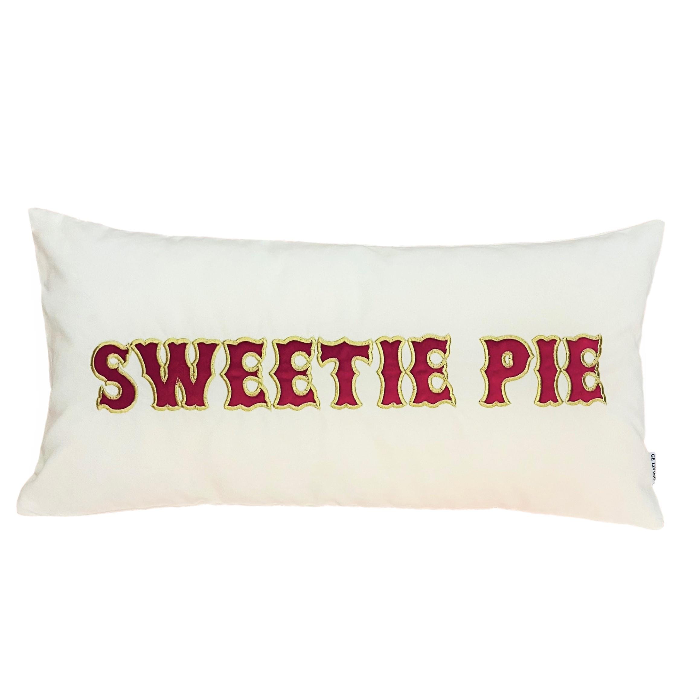 Sweetie Pie Pattern Throw Pillow Cover - Decorative Burgundy & Gold Embroidered Cushion Case