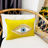 Evil Eye Throw Pillow For Couch - Pistachio Green Velvet Cushion Cover - Gold Sequin Evil Eye Pattern - Protection against Beady Eyes