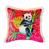 Panda Pattern Pillow Cover | Pink Velvet Throw Pillow | Cream Tassel Decor