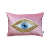 Pink Velvet Cushion Cover | Evil Eye Pattern Throw Pillow | Couch & Room Decor