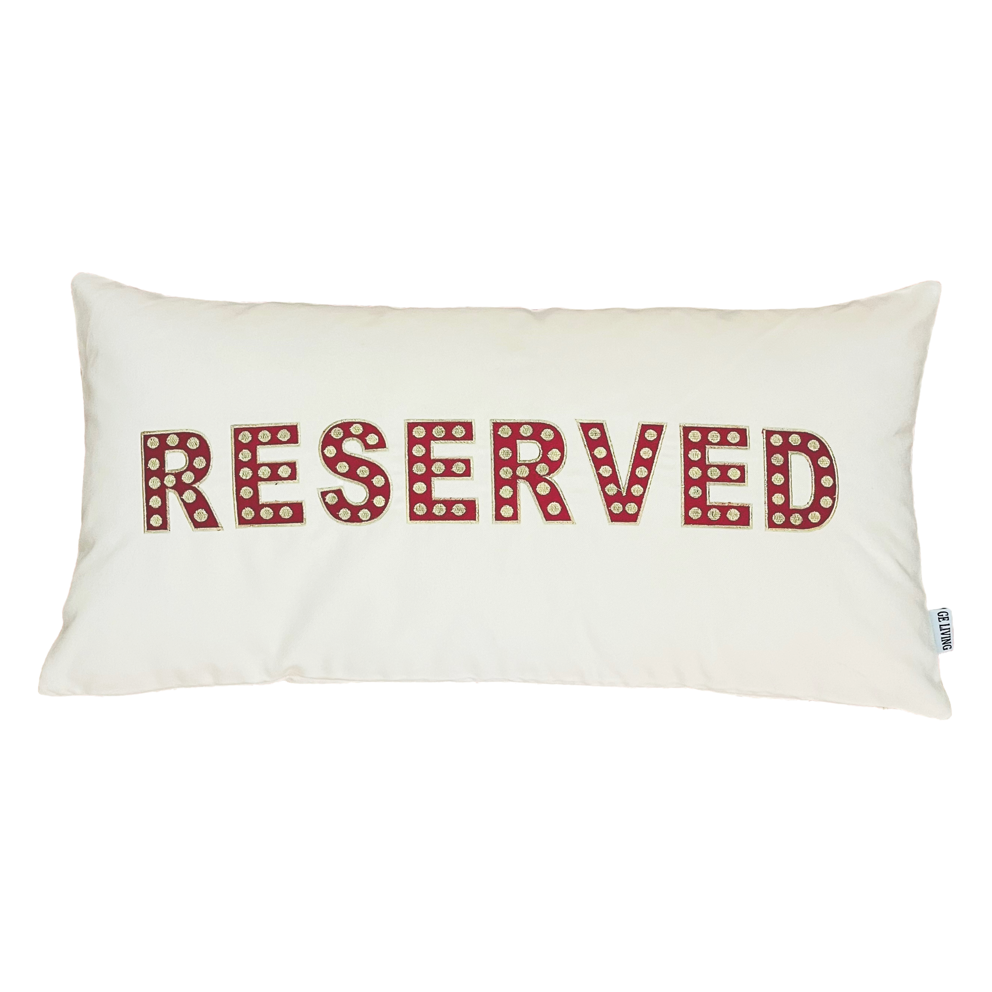 Reserved Decorative Lumbar Pillow Cover | Cream Velvet Cushion | Marquee-Inspired Design | Gift Box Ready | Modern Home Decor Accent