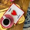 Love & Luck Valentine's Day Cocktail Napkins - Romantic Heart Coasters - Coffee Lover Gift Linen Table Decor - Set of 2